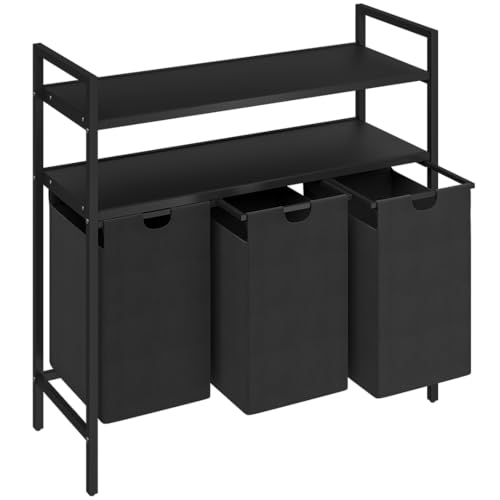 STEELSØN Rigil Wäschesammler 3 Fächer – Wäschekorb mit 2 Ablagen – 3x 40 L Wäscheboxen in schwarz – Metall Wäschesortierer – ausziehbare & herausnehmbare Wäschesäcke – Schmutzwäschebehälter STEELSØN Rigil Wäschesammler 3 Fächer – Wäschekorb mit 2 Ablagen – 3x 40 L Wäscheboxen in schwarz – Metall Wäschesortierer – ausziehbare & herausnehmbare Wäschesäcke – Schmutzwäschebehälter von STEELSØN