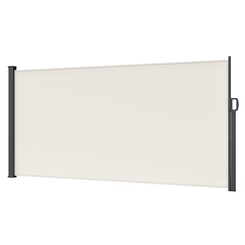 STEELSØN Seitenmarkise Zirella 160x400 cm ausziehbar, Sichtschutz für Balkon und Garten, Senkrechtmarkise außen Blickdicht mit Wandhalterung aus Aluminium, beige von STEELSØN