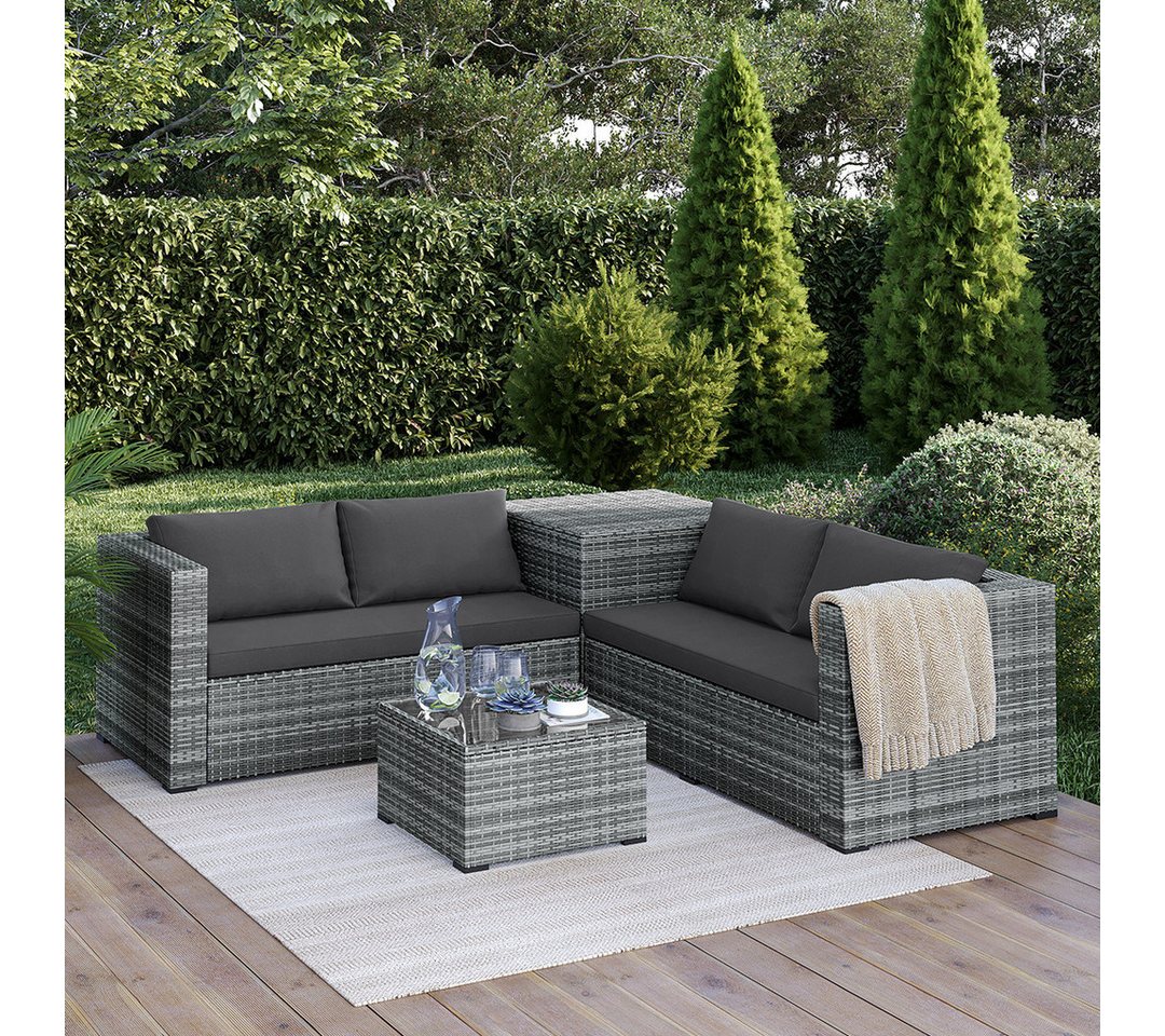 STEELSØN Sitzgruppe Veloria, (2 Sofa, Tisch, Aufbewahrungsbox), grau von STEELSØN