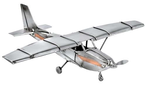 STEEMO Metallkunst Deko-Flugzeug: Inspiriert von Cessna 172 Skyhawk, Bürodeko, Stahl, Grau, 40x34x13 cm - Echte Handarbeit, Exklusives Sammlerstück von STEEMO