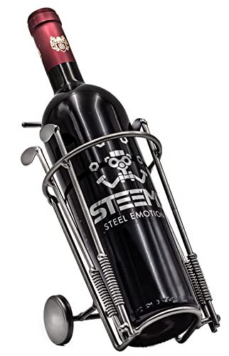 STEEMO Original Schraubenmännchen Weinflaschen-Halter Golftasche Golfbag - handgefertigter Weinhalter - Geschenkidee Golfspieler - Stahl, grau von STEEMO