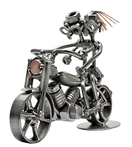 STEEMO Schraubenmännchen Motorrad Biker Geschenk Metall-Kunst Deko 24x7x18 cm von STEEMO