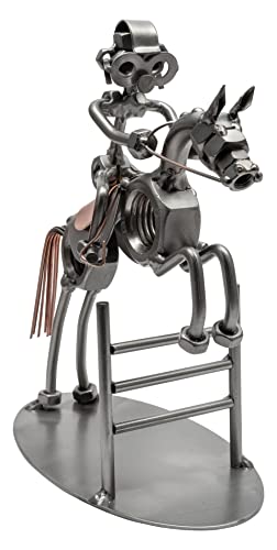 STEEMO Schraubenmännchen Reiter Springreiten Reitsport-Geschenk Metall-Deko 20x10x23 cm von STEEMO