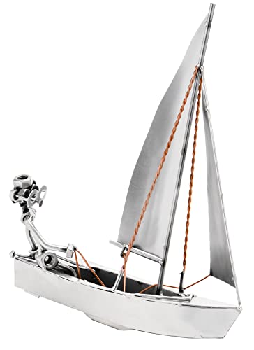 STEEMO Schraubenmännchen Segler Skipper Segelboot Geschenk Metall-Deko 27x14x32 cm von STEEMO