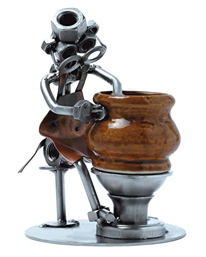 STEEMO Original Schraubenmännchen Figur: Töpfern Töpferei Keramik Atelier - Geschenk- Kunst-Handwerk Metall-Deko für Künstler, Stahl grau 10x10x15 cm von STEEMO