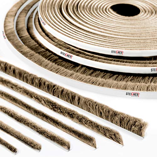 STEIGNER 10m Bürstendichtung BRAUN Dichtungsbürste Türbürste selbstklebend Fenster Türen, Höhe 7 mm von STEIGNER