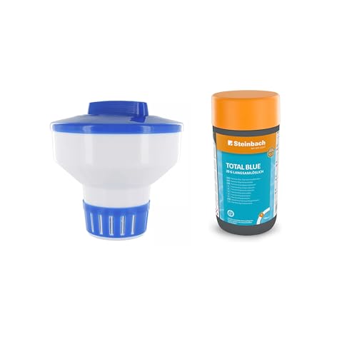 Steinbach | Dosierschwimmer Starter Kit inkl. Total Blue | 18 cm Ø | langsamlöslich 20 g | Poolwasser sauber und kristallklar | ideal zur Poolpflege Steinbach | Dosierschwimmer Starter Kit inkl. Total Blue | 18 cm Ø | langsamlöslich 20 g | Poolwasser sauber und kristallklar | ideal zur Poolpflege von STEINBACH