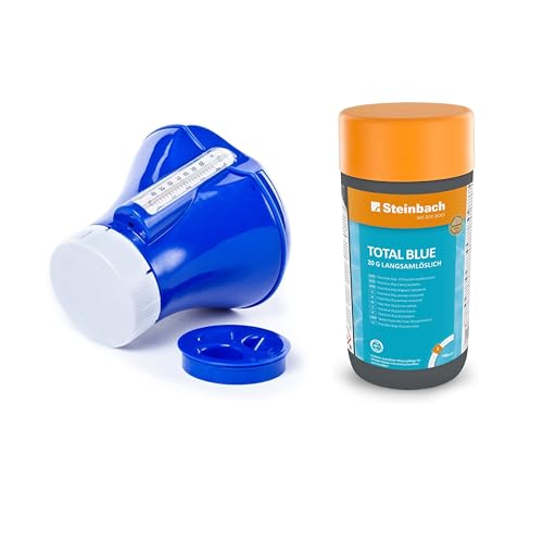 Steinbach | Dosierschwimmer Starter Kit inkl. Total Blue | mit integriertem Thermometer | langsamlöslich 20 g | Poolwasser sauber und kristallklar | ideal zur Poolpflege Steinbach | Dosierschwimmer Starter Kit inkl. Total Blue | mit integriertem Thermometer | langsamlöslich 20 g | Poolwasser sauber und kristallklar | ideal zur Poolpflege von STEINBACH