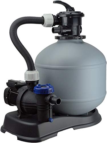 Steinbach Filteranlage Compact 8 – 041010 – Selbstsaugende Pumpe für Pools mit bis zu 45.000 l – Mit Vorfilter, 6-Wege-Ventil mit Verstellhebel und Manometer – Anschluss Ø 32/38 mm von STEINBACH