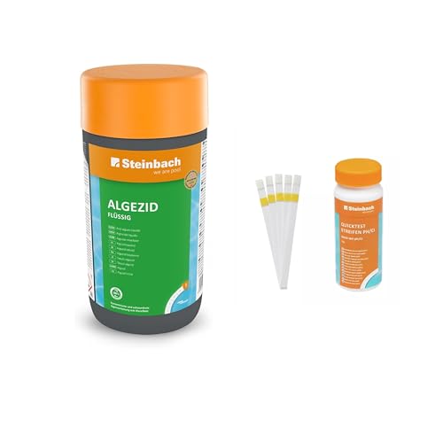 Steinbach | Poolpflege Algezid Starter-Set | flüssig, 1 l | mit 50er Teststreifen-Kit | ideal zur Wasserkontrolle | Poolwasser sauber und kristallklar Steinbach | Poolpflege Algezid Starter-Set | flüssig, 1 l | mit 50er Teststreifen-Kit | ideal zur Wasserkontrolle | Poolwasser sauber und kristallklar von STEINBACH
