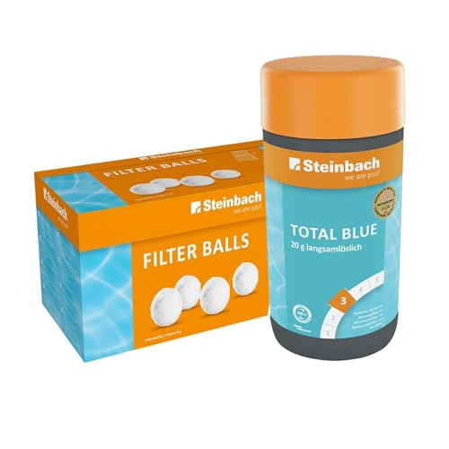 Steinbach Poolpflege-Set | Total Blue (20 g Tabs) 1 kg & Filter Balls 700 g | langsamlösliche Multifunktionstabletten | ersetzt 25 kg Filtersand | klares Wasser für Kartuschen- & Sandfilteranlagen von STEINBACH
