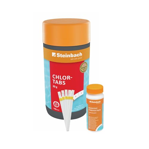 Steinbach Poolpflege Test-Set | Quicktest Streifen für pH-Wert & freies Chlor + Chlortabs 20 g | Wasseranalyse & Desinfektion in einem Set | schnelllöslich & pH-neutral | für Pools & Whirlpools von STEINBACH