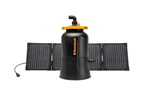 Steinbach Solarfilteranlage FXS38 – 040603 – Pumpenleistung 4.500 l/h – Für Pools mit bis zu 19.000 l – Mit einem inkludierten faltbaren 80 Watt PV Panel – Inkl. 256 g Filter Balls von STEINBACH