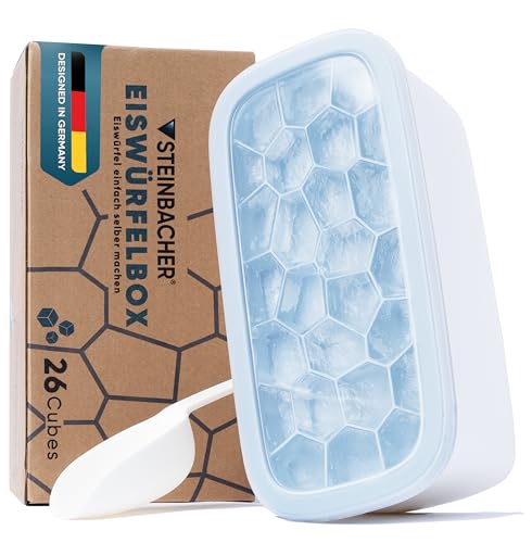 STEINBACHER® Premium Eiswürfelbox | großer Eiswürfelbehälter + Silikon Eiswürfelform in geprüfter Lebensmittelqualität (Set) BPA-frei & Spülmaschinenfest - perfekt für Drinks & Babybrei (Arctic Blue) von STEINBACHER