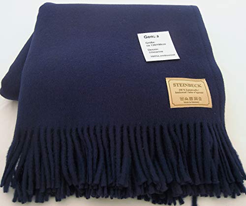 STEINBECK Decke Genua aus 100% Lambswool, in 38 tollen Farben und 2 Größen, Marine 130x190 cm von STEINBECK