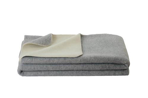 STEINBECK Doubleface-Decke Ökolana aus 100% naturbelassener Schurwolle, in 4 Größen und 3 Farben, Grau/Weiß Größe 150x220 cm von Steinbeck
