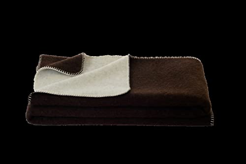 Steinbeck Doubleface-Decke Ökolana aus 100 % naturbelassener Schurwolle, in 4 Größen und 3 Farben, Dunkelbraun/Weiß Größe 150x220 cm von Steinbeck