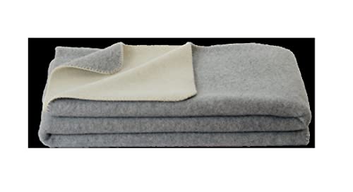 Steinbeck Doubleface-Decke Ökolana aus 100 % naturbelassener Schurwolle, in 4 Größen und 3 Farben, Grau/Weiß Größe 100x150 cm von Steinbeck