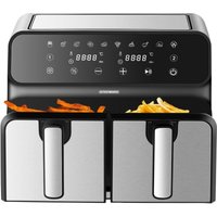 Duale Heißluftfritteuse 4+4 Liter Heissluftfritteuse 4 in 1 Mini Backofen Fritteuse Dörrautomat Grill Grillen Backen Dörren Frittieren Friteuse ohne von STEINBORG