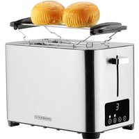 2 Scheiben Edelstahl Toaster Mit Brötchenaufsatz und Krümelschublade Toaster Toastautomat Röstautomat 850 Watt Edelstahl-Gehäuse Stufenlos von STEINBORG