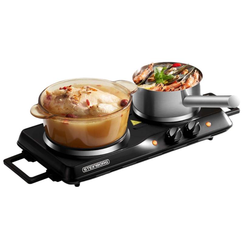Steinborg SB-2150 Doppelkochplatte Camping Kochfeld 2500 Watt Schwarz von STEINBORG