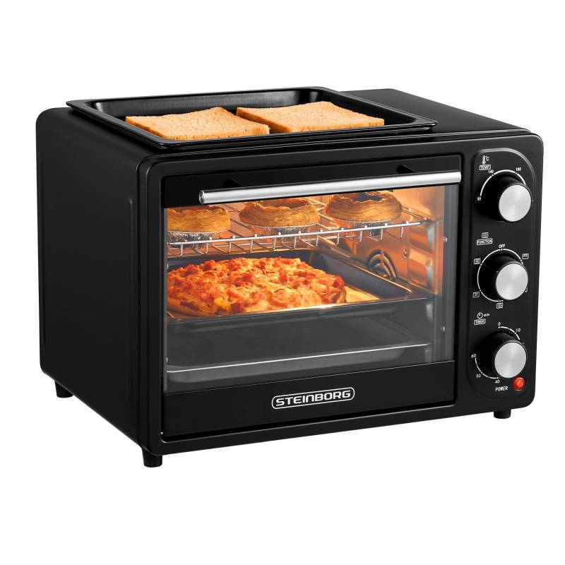 Steinborg SB-3001  3in1 Minibackofen mit Umluft 20 Liter 1300 Watt Schwarz von STEINBORG