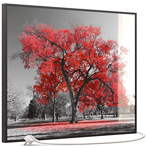 STEINFELD Heizsysteme® Glas Bildheizung Infrarotheizung inklusive TS11 WiFi Thermostat | Made in Germany | Motive 010 roter Baum (500 Watt, schwarz) von STEINFELD Heizsysteme