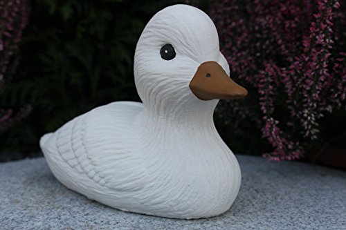 STEINFIGUREN SPICKER Steinfigur Ente 118/5, Gartenfigur Steinguss Tierfigur Weiß von STEINFIGUREN SPICKER