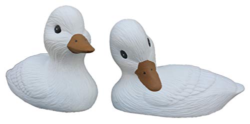 STEINFIGUREN SPICKER Steinfigur Ente 2er Set 118/5, 119/5, Gartenfigur Steinguss Tierfigur Weiß von STEINFIGUREN SPICKER