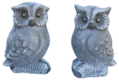 STEINFIGUREN SPICKER Steinfigur Eule 2er Set 121/1, 122/1, Gartenfigur Steinguss Tierfigur Basaltgrau von STEINFIGUREN SPICKER