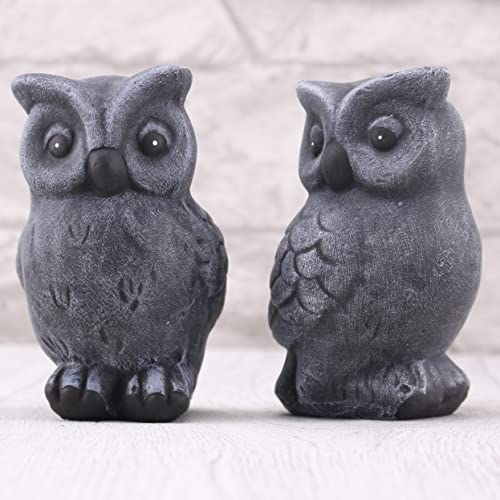 STEINFIGUREN SPICKER Steinfigur Eule 2er Set 232/1, 233/1, Gartenfigur Steinguss Tierfigur Basaltgrau von STEINFIGUREN SPICKER