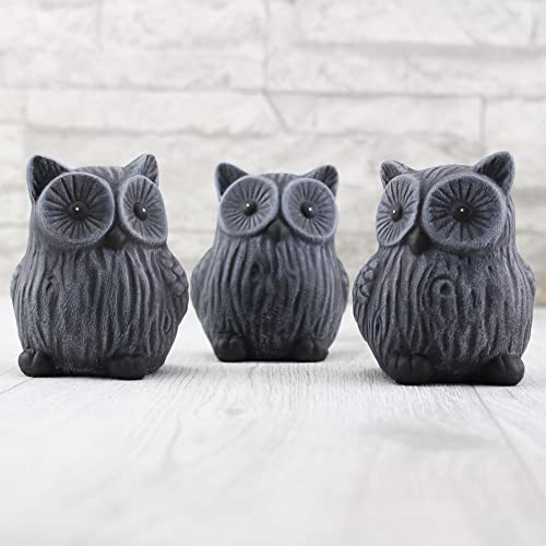 STEINFIGUREN SPICKER Steinfigur Eule 3er Set 234/1, 235/1, 236/1, Gartenfigur Steinguss Tierfigur Basaltgrau von STEINFIGUREN SPICKER