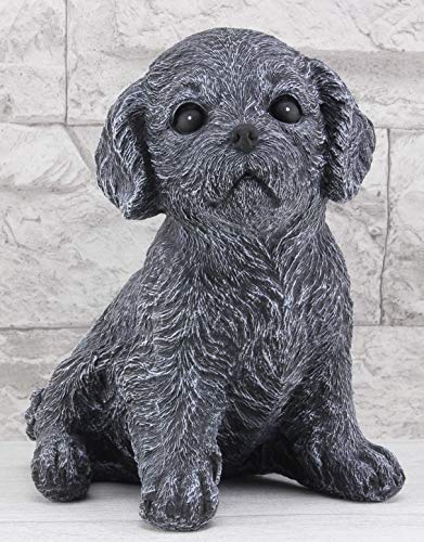 STEINFIGUREN SPICKER Steinfigur Hund sitzend 212/1, Gartenfigur Steinguss Tierfigur Basaltgrau von STEINFIGUREN SPICKER