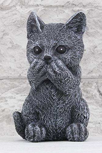 STEINFIGUREN SPICKER Steinfigur Katze Nichts Sagen, 210/1 Gartenfigur Steinguss Tierfigur Basaltgrau von STEINFIGUREN SPICKER