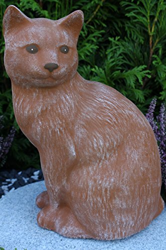 STEINFIGUREN SPICKER Steinfigur Katze groß, 179/3 Gartenfigur Steinguss Tierfigur Terrakotta Patina von STEINFIGUREN SPICKER