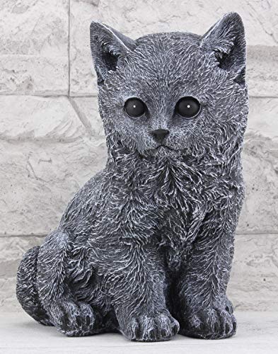 STEINFIGUREN SPICKER Steinfigur Katze sitzend, 213/1 Gartenfigur Steinguss Tierfigur Basaltgrau von STEINFIGUREN SPICKER