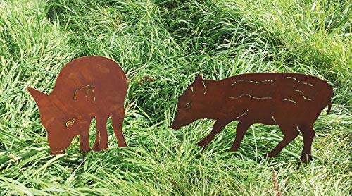 2er Set Frischlinge 30cm hoch zum Stecken Wildschwein Edelrost Rost Metall Rostfigur Wald Jagd Tier Herbst + Original Pflegeanleitung von Steinfigurenwelt 2er Set Frischlinge 30cm hoch zum Stecken Wildschwein Edelrost Rost Metall Rostfigur Wald Jagd Tier Herbst + Original Pflegeanleitung von Steinfigurenwelt von STEINFIGURENWELT GIEBEN