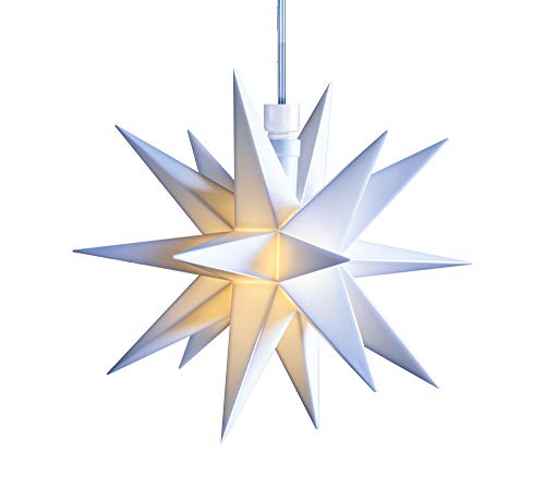 3D LED Stern Ø 12 cm Weihnachtsstern Ministern Stern mit Timer Fenster Deko innen 5m Kabel + Trafo von Dekowelt (Weiss) von STEINFIGURENWELT GIEBEN