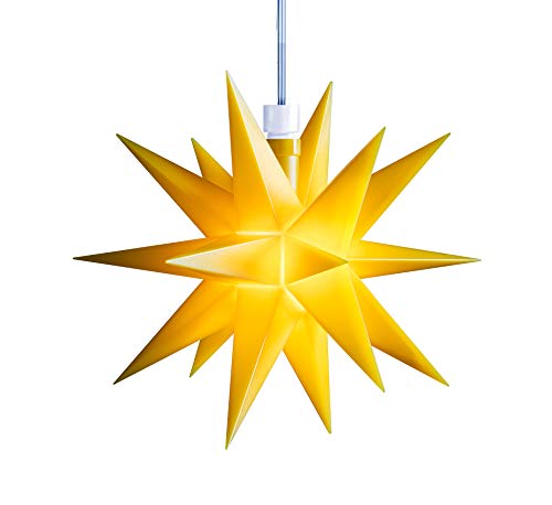 3D LED Stern Ø 16 cm Weihnachtsstern Batterie Midistern Innen mit Timer Kunststoff Stern klein Leuchtstern Deko für innen Indoor von Dekowelt (Gelb) von STEINFIGURENWELT GIEBEN