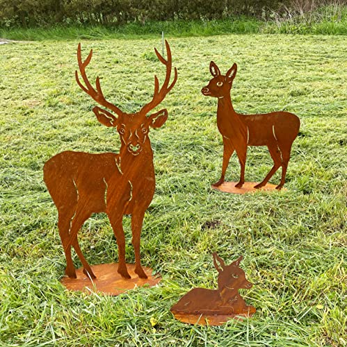 3er Set Hirsch Familie XXL 150cm Hirsch mit REH und Rehkitz auf Platte Edelrost Gartendeko Rost Metall Rostfigur Kitz Tier von Steinfigurenwelt 3er Set Hirsch Familie XXL 150cm Hirsch mit REH und Rehkitz auf Platte Edelrost Gartendeko Rost Metall Rostfigur Kitz Tier von Steinfigurenwelt von STEINFIGURENWELT GIEBEN