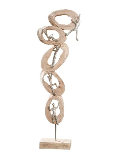 Casablanca Design Skulptur Climb 77cm kletternde Figuren in Mango Holz Holzscheiben Bergkletterer Holzrahmen Wohnzimmer Skulpturen Deko Modern von STEINFIGURENWELT GIEBEN