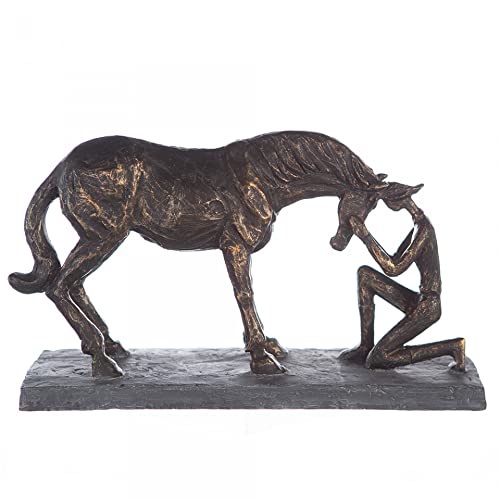 Casablanca Design Skulptur Comprehension 32x19cm Bronze Optik Pferd mit Reiterin aus Poly Wohnzimmer Skulpturen Deko Modern von STEINFIGURENWELT GIEBEN