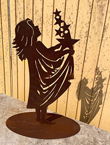 Gartenfigur Mädchen fängt Sterne 40cm auf Platte Edelrost Gartendeko Wetterfest Rost Metall Rostfigur Sternenmädchen von Steinfigurenwelt Gartenfigur Mädchen fängt Sterne 40cm auf Platte Edelrost Gartendeko Wetterfest Rost Metall Rostfigur Sternenmädchen von Steinfigurenwelt von STEINFIGURENWELT GIEBEN