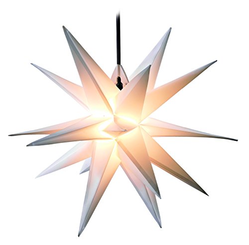 LED WEIHNACHTSSTERN 3D 18 Zacken 55 cm INKL. Leuchtmittel (auswechselbar) Leuchtstern Außenstern Faltstern Adventsstern wetterfest für außen und innen 4m Kabel wetterfest von Dekowelt (Weiß) von STEINFIGURENWELT GIEBEN