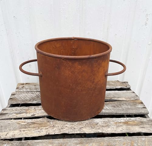 STEINFIGURENWELT GIEBEN Edelrost Kochtopf zum Bepflanzen 20x34cm Rost Pflanztopf Blumentopf Windlicht Edelrost Gartendeko (Topf hoch) von STEINFIGURENWELT GIEBEN