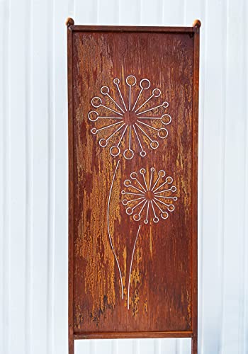 STEINFIGURENWELT GIEBEN Edelrost Sichtschutz Blumen-Motiv 162 cm x 53 cm Paravent zum Stecken Gartenstecker Edelrost Gartendeko Wetterfest Rost Metall Zaun von STEINFIGURENWELT GIEBEN