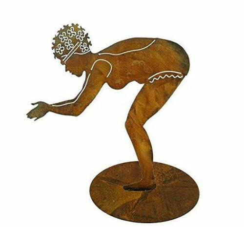 Gartenfigur Schwimmerin Berta 72x66cm auf Platte Edelrost Gartendeko Wetterfest Rost Metall Rostfigur Teich Deko Maritim Metallfigur von STEINFIGURENWELT GIEBEN