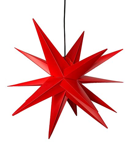 Steinfigurenwelt Giessen LED WEIHNACHTSSTERN 3D XXL 80 cm inkl. Leuchtmittel (auswechselbar) Faltstern Außenstern Adventsstern Wetterfest für außen und innen 4m Kabel von Dekowelt (Rot) von STEINFIGURENWELT GIEBEN