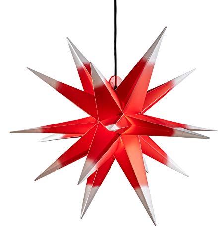 %% WEIHNACHTSSTERN beleuchtet außen 3D ROT Weiss XL 18 Zacken 65 cm Faltstern Außenstern Leuchtstern 4m Kabel von Dekowelt%% von STEINFIGURENWELT GIEBEN
