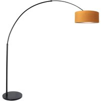 Steinhauer - Sienna Sparkled Light Arc Stehleuchte Schwarz Matt, Velours Gold von STEINHAUER